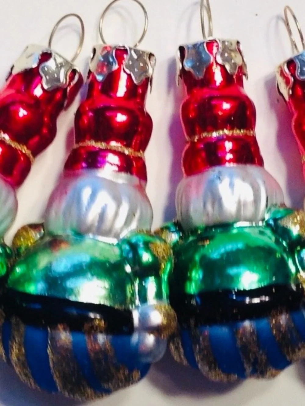Glass Christmas Ornament Lot of 7 Mini Balls Toy Soldiers Vintage